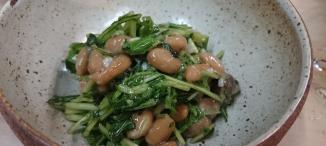 壬生菜なっとう。「壬生菜に納豆が混ぜてある」ところが秘訣